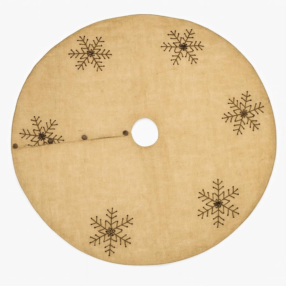 Beaded Snowflake Burlap 53" Christmas Tree Skirt